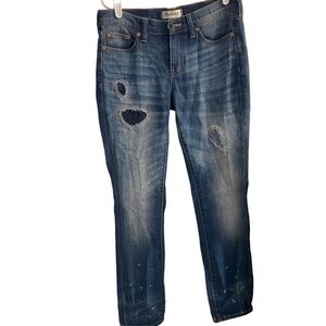 Madewell Slim Boy Dark Wash Distressed Jeans Sz 25